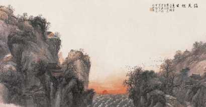 吴石僊 1891年作 海天旭日 镜心